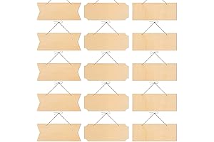 15 Pieces Precut Unfinished Blank Hanging Wood Signs for Crafts