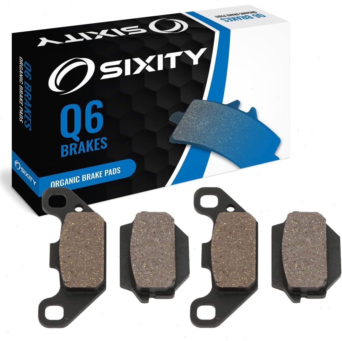 Sixity Q6 Front Organic Brake Pads compatible with Kawasaki KEF300 Lakota Sport 2001-2003 Complete Set