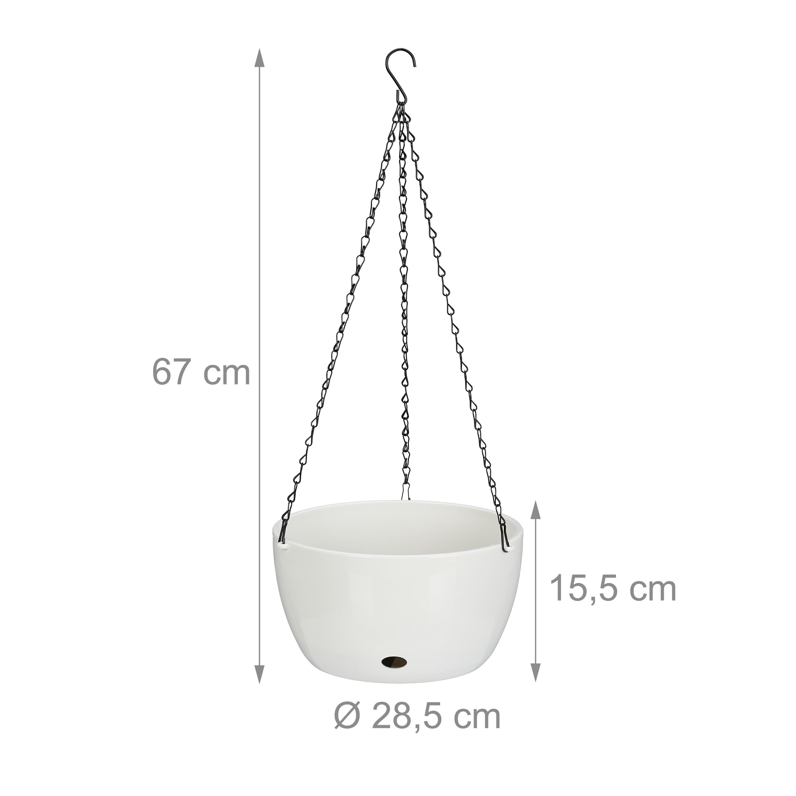 Relaxdays Pot de Fleurs avec réservoir d'eau, Lot de 2, HxD : 67x28,5 cm, Pots de Plantes, Trou de Drainage, Blanc