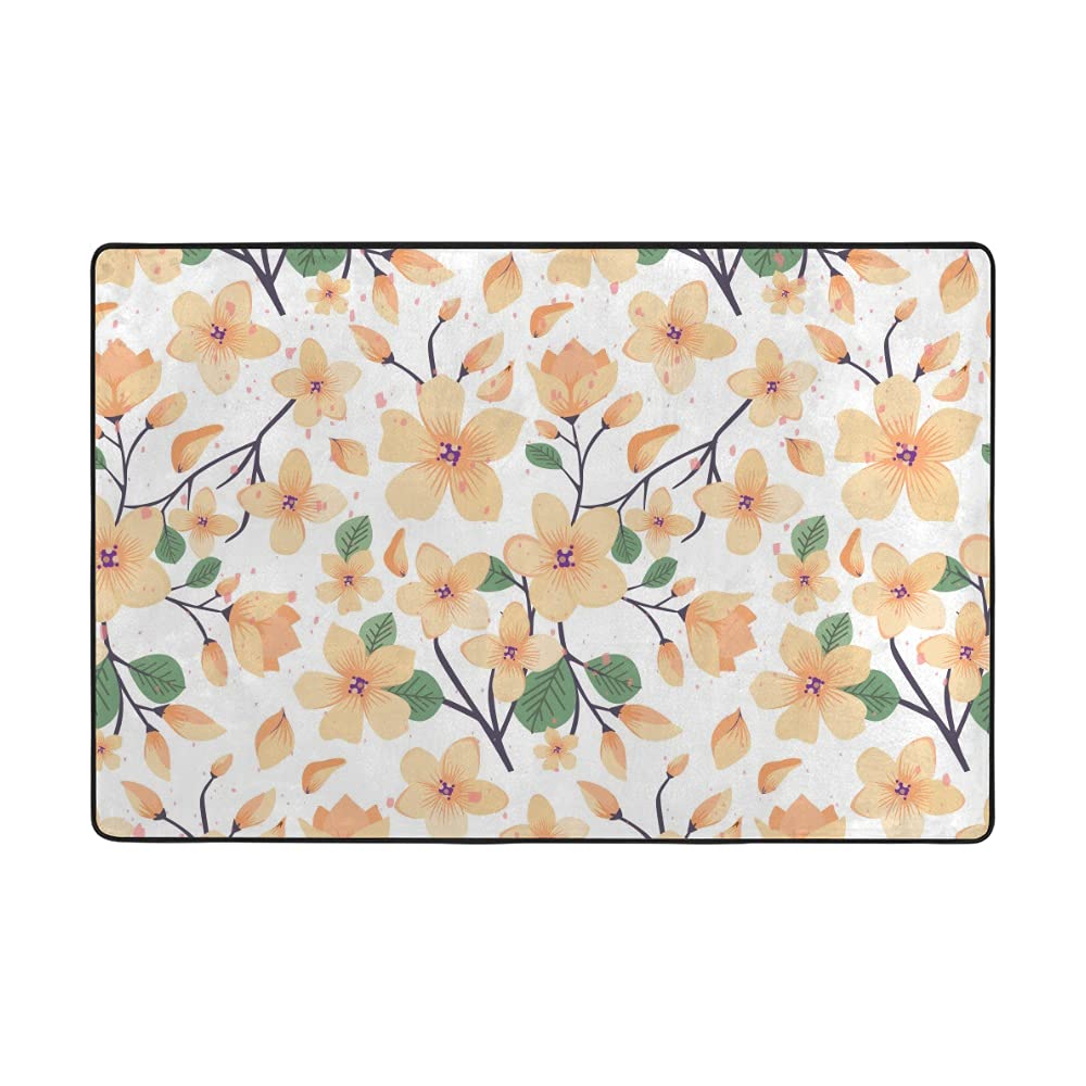 Tapis de salon floral orange pour chambre à coucher et décoration d'intérieur cosy
