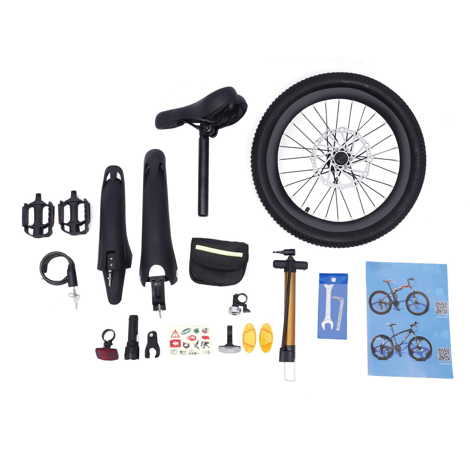 18 Pollici Mountain Bike Bici per Bambini Adatto Ragazzi Ragazze Donne Uomini Superficie PU Imbottitura Spugna Alta Acciaio al Carbonio Ruote Gomma (Rosso e Nero)