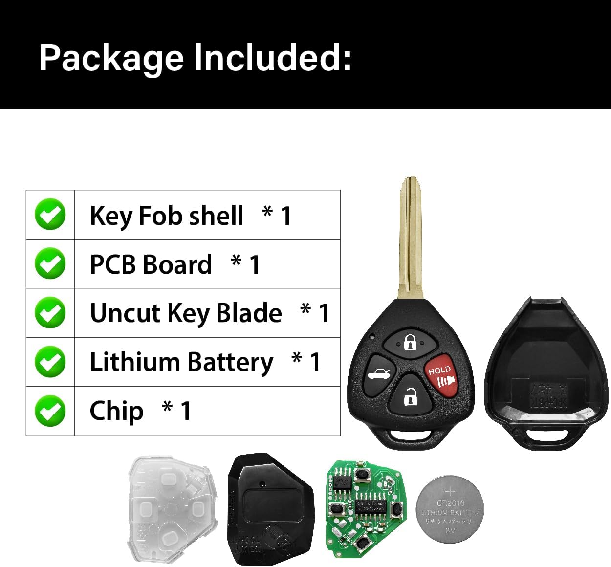 Replacement for 2010 2011 2012 2013 2014 2015 2016 2017 2018 2019 2020 Toyota Camry Subaru BRZ Scion FR-S Key Fob Remote Control HYQ12BBY 4 Buttons 314MHz