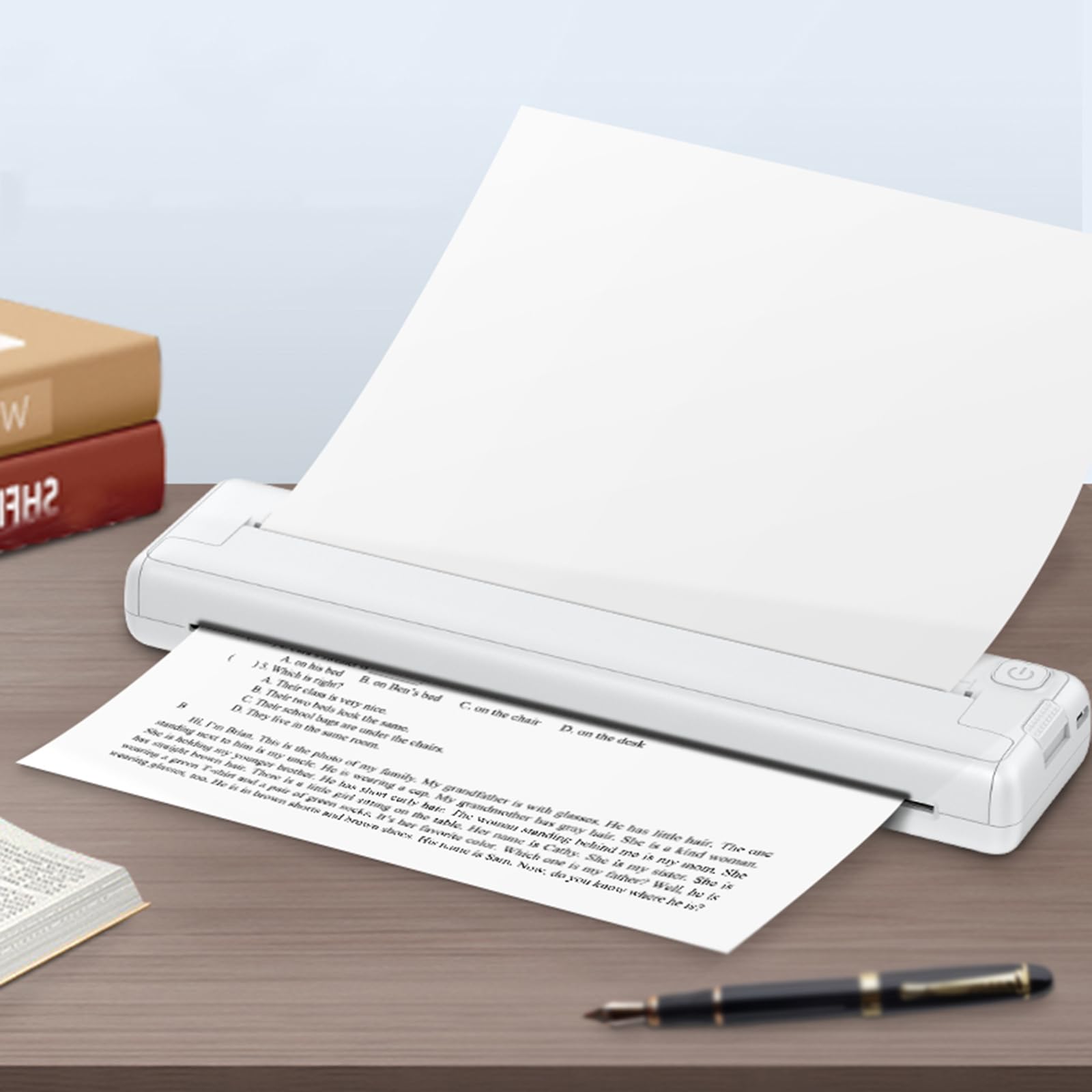 Portable Printers Wireless for Travel Mini Printer Bluetooth Mobile Printer Mini A4 Thermal Printer No Ink Portable Compatible with Android And IOS Phone & Laptop