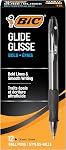 BIC Glide Bold Stylos à bille noirs, point d'or (1.6mm), 12-Count Pack, Stylos à bille rétractables avec poignée complète confortable