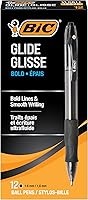 BIC Glide Bold Retractable Ballpoint Pens, 1.6mm Bold Point Black Ink, 12-Pack with Smooth Glide & Comfort Grip