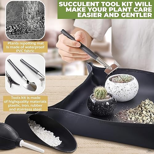 21 Pieces Succulent Plant Tools - Succulent Hand Transplanting Garden Tool Kit - Plant Care Accessories for Bonsai and Miniature Indoor Plants - Succulent Terrarium Tools Set Indoor Gardening Tools
