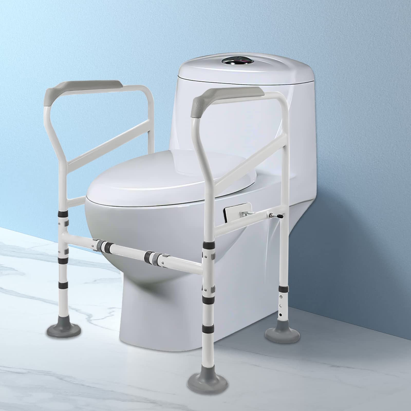 Wsparcie do WC, stelaż do toalety, z regulacją wysokości, podpórka do toalety, stelaż podporowy do toalety, balustrada bezpieczeństwa 100 kg