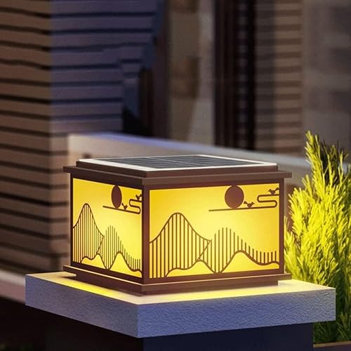 Miniatura 4 de AMEERR Lámpara de columna retro alimentada por energía solar, creativa, moderna, lámparas solares de estigma al aire libre, impermeable, luz solar,