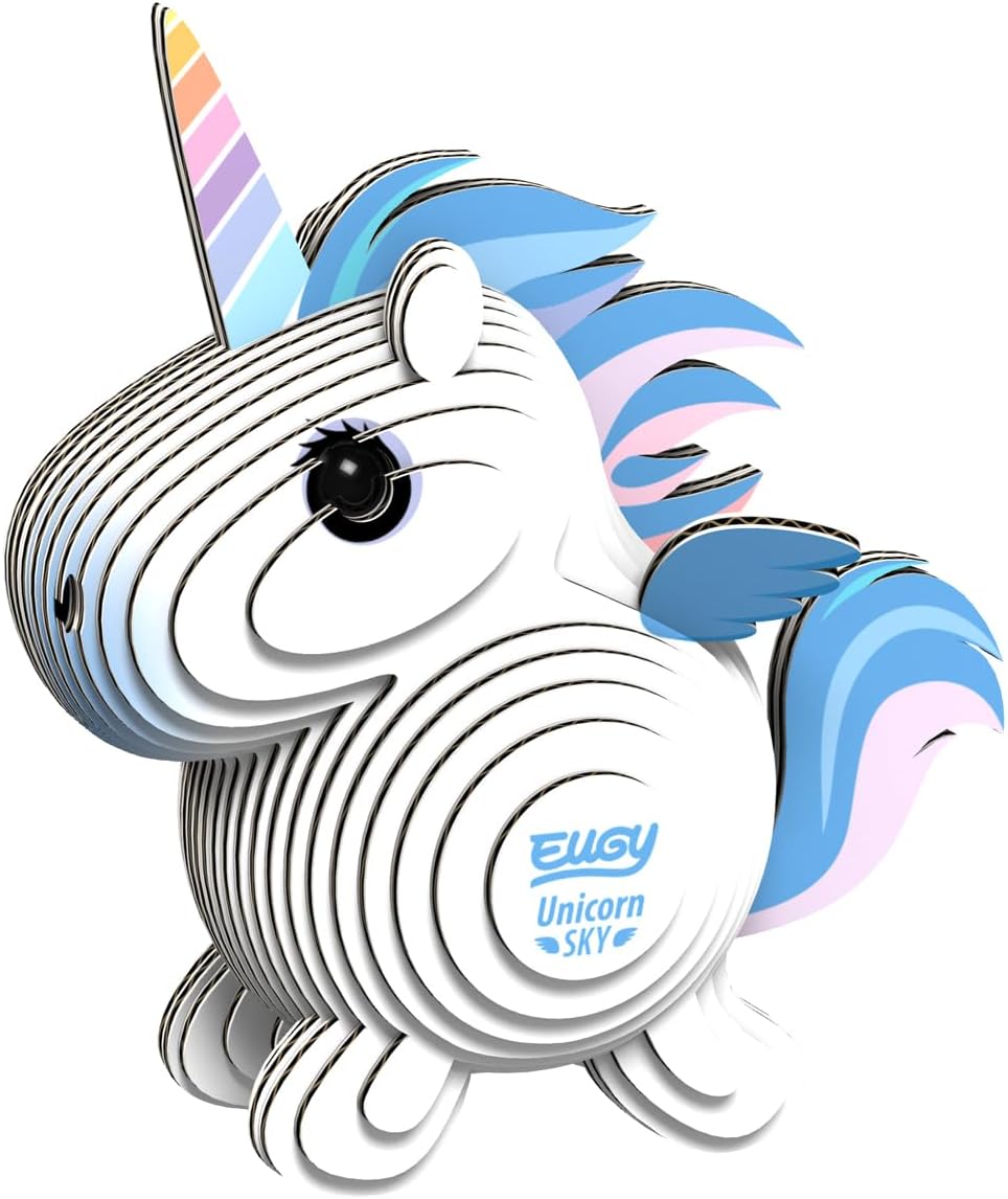 Eco-Friendly 3D Paper Puzzle (Sky Blue Unicorn)