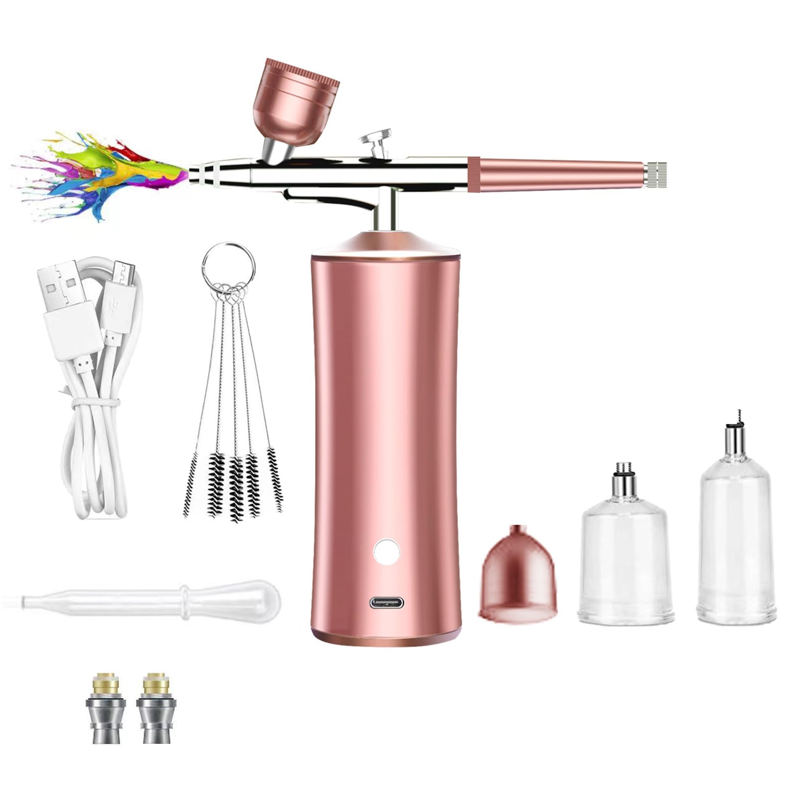 Eacam Cordless Airbrush Set Auto Handheld Air Brush for Makeup Nail Art Cake Decor Model Painting Barber