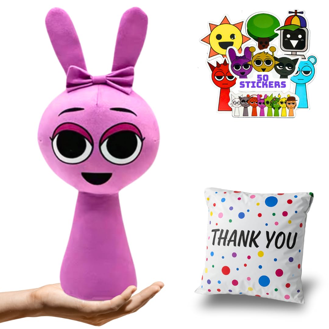 Plush Toy – 12” Premium Stuffed Character Doll with 50 Stickers & Gift Bag | Soft Plushies for Kids Room Decor, Cuddling, or Play | Choose Sky, Simon,