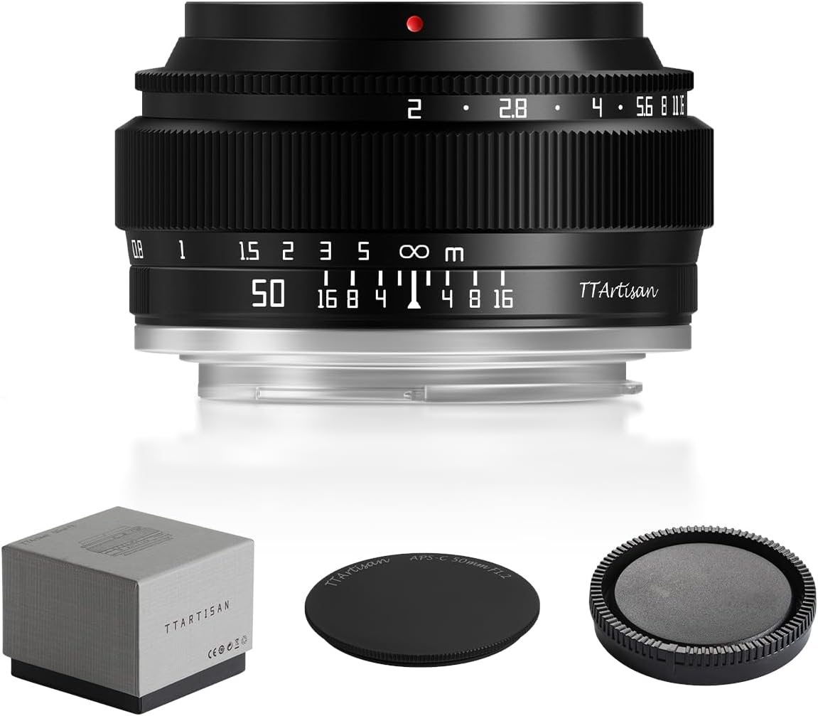 TTArtisan 50mm f2 Full Frame Manual Focus Camera Lens for X-Mount X-A10 X-A2 X-A3 X-A5 X-A7 X-M1 X-M2 X-H1 X-T1 X-T10 X-T20 X-T3 X-T4 X-T100 X-T200 X-T30II X-PR01 X-PR02 X-PR03 X-E3 X-E4 X-S10