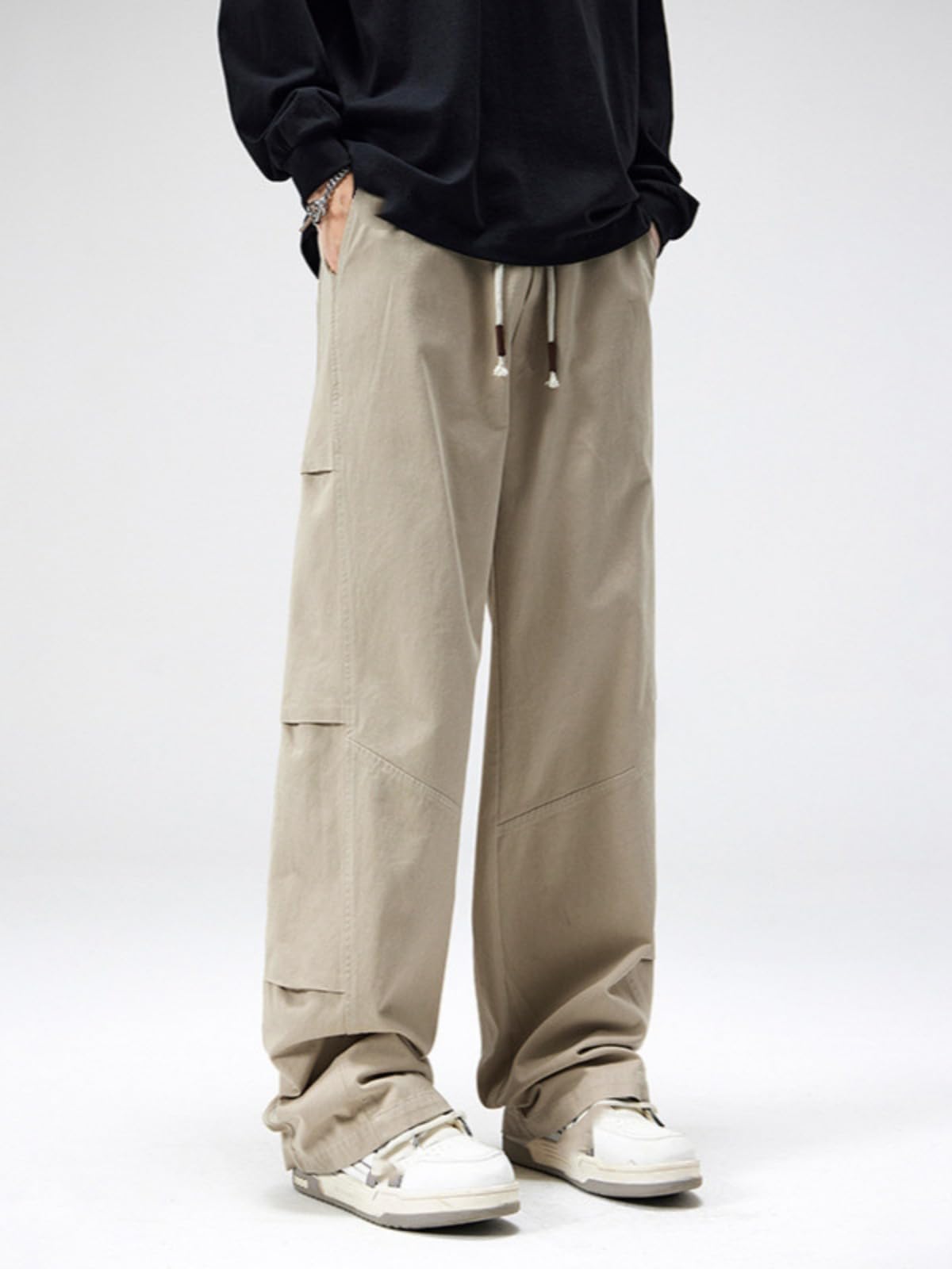 Autunno American Workwear Patchwork Pantaloni Casual per Gli Uomini, retrò Slim Straight Pants