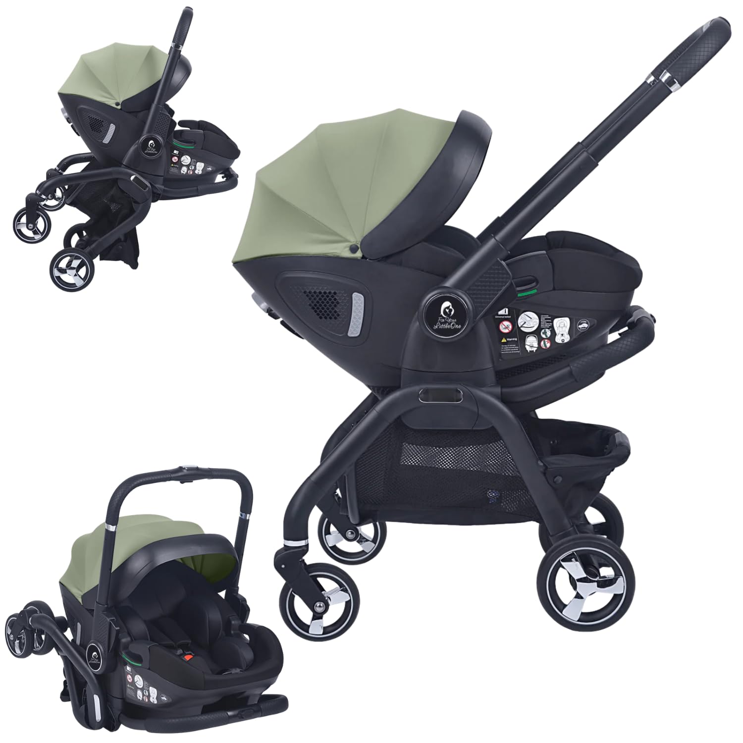 For Your Little One Qubi Infant Car Seat Stroller, Birth to 15 Months, 5-Point Harness, 13 kg (Sage Green)