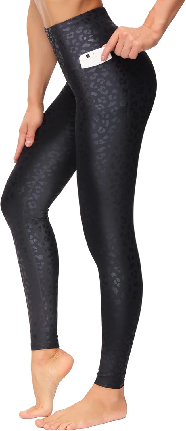Wjustforu Women’s Leggings High Waist Tummy Control Yoga Pants with Pockets Non See-Through Workout Running Pants