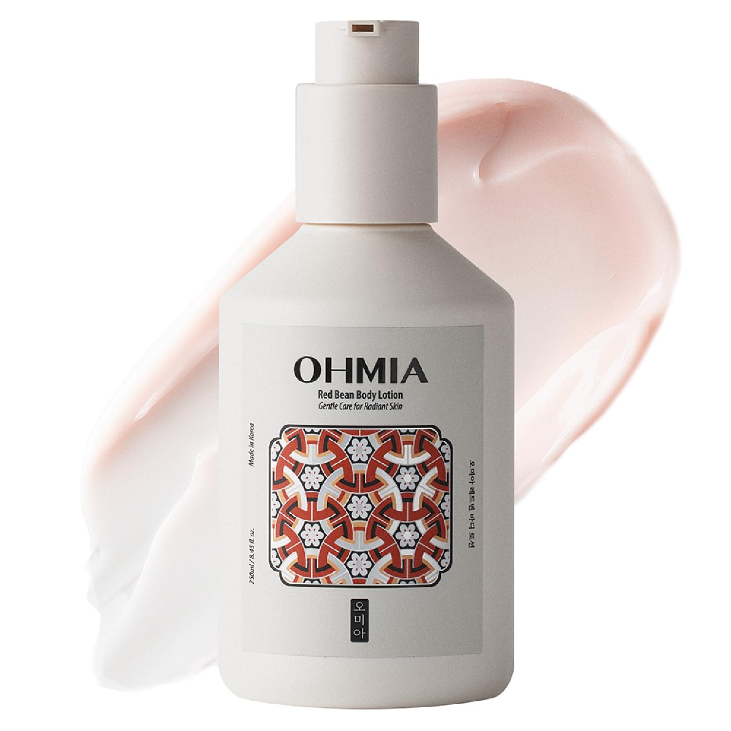 OHMIA Korean Red Bean Body Lotion - 24-Hour Hydrating Moisturizer for Dry Skin with Peptides & Hyaluronic Acid for Smooth Sensitive Skin Women & Men -