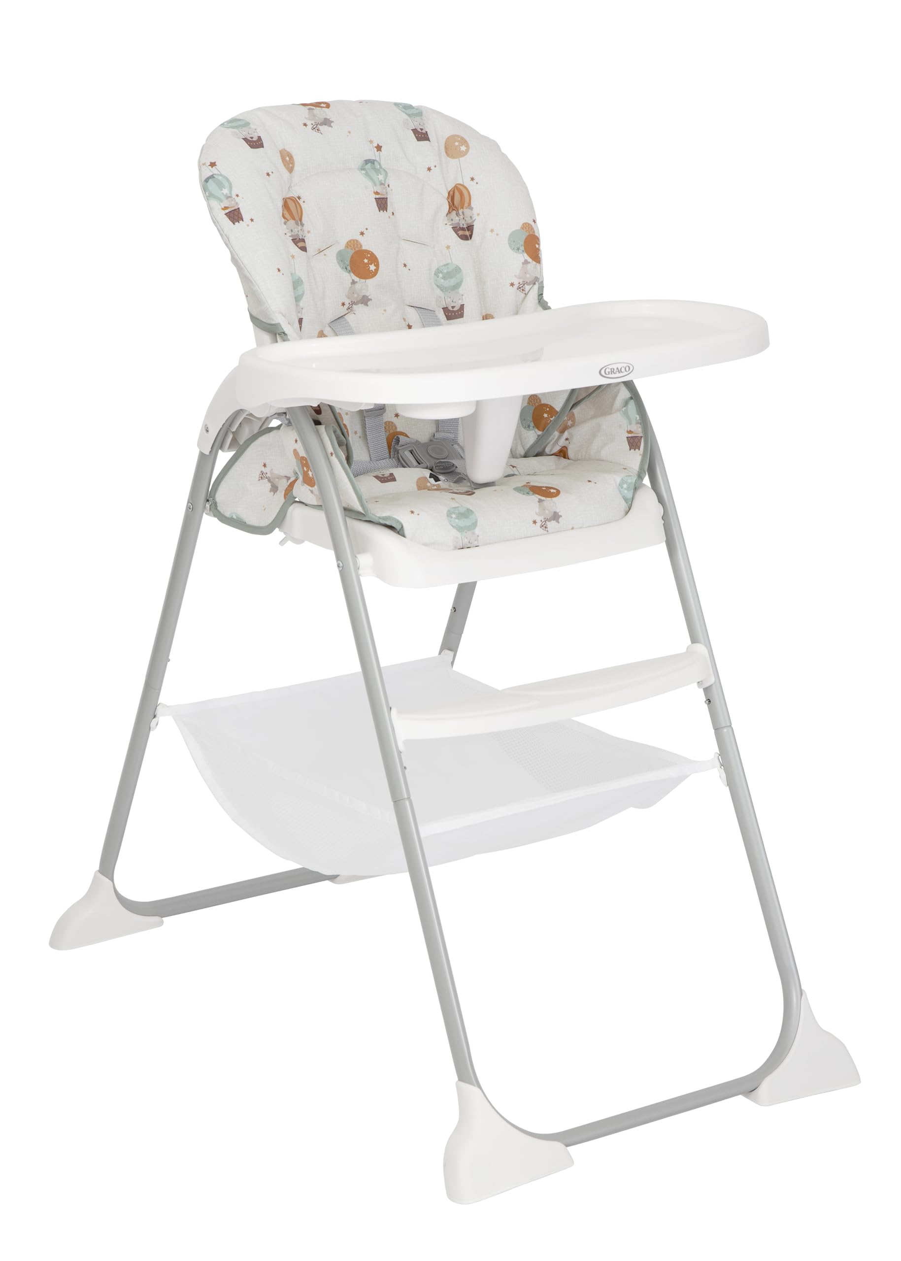 Graco - SnackEase Seggiolone con chiusura rapida, reclinabile, da 6 mesi fino a circa 3 anni (max 15 kg), fantasia Up & Away