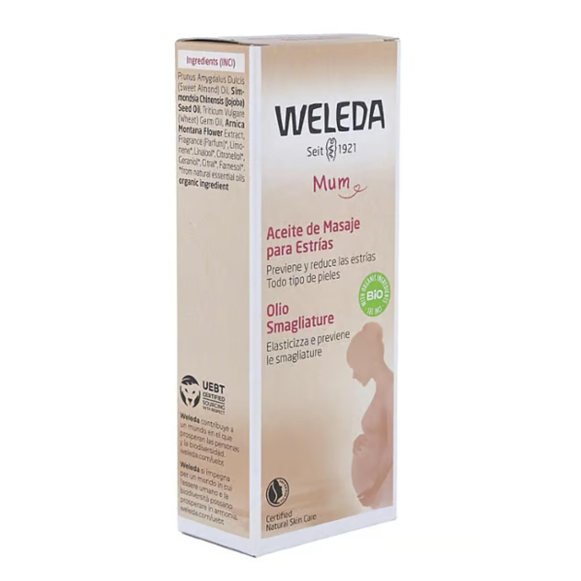 Weleda – Aceite de Masaje Antiestrías Embarazo, Mejora la Elasticidad de la Piel y Ayuda a Reducir la Apariencia de Estrías, Hidratación y Cuidado Corporal - 100 ml