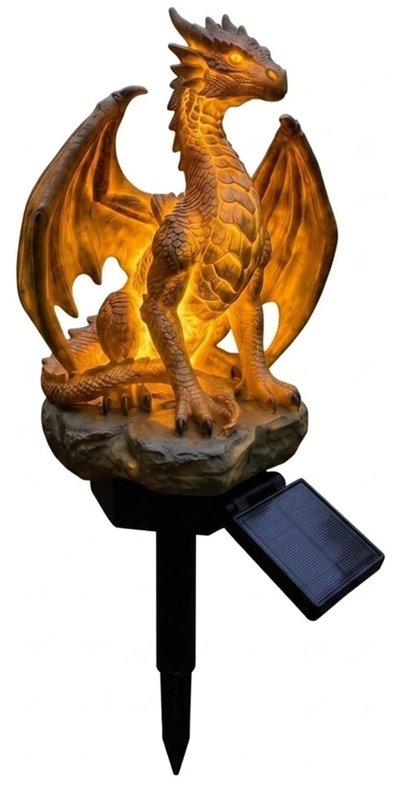 Gothic Garden Resin Dragon Statue Ground Stake, Solar Garden Figurine