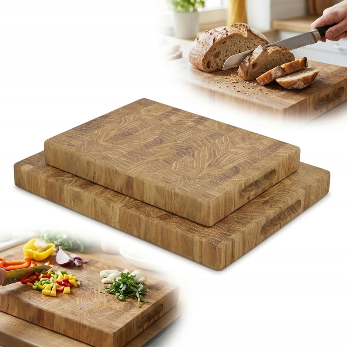 DESKI do krojenia SZTORCOWE END GRAIN dębowe olejowane ZESTAW 2szt. PREMIUM
