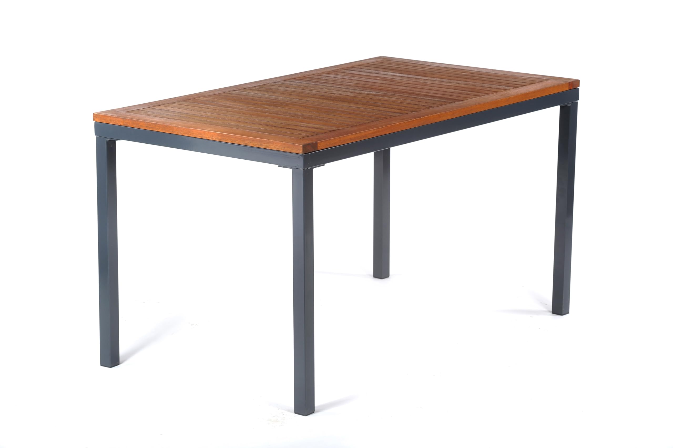 BrackenStyle Dorset Hardwood Rectangular Outdoor Table - Powder Coated Metal Frame - 130 x 75 cm