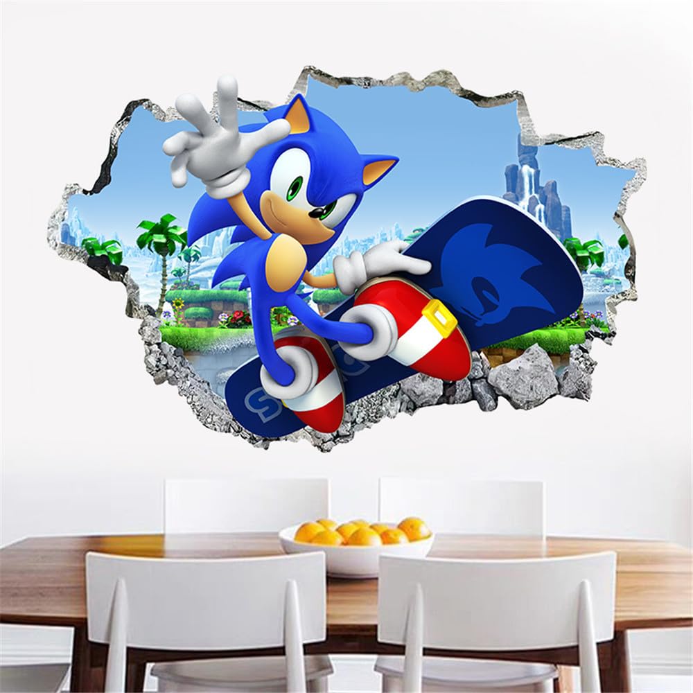 WXHFJW 3D Cartoon Wall Stickers Removable Mario Boys Girls Wall Decals Decor Bedroom Living Room Size：（40X60cm）