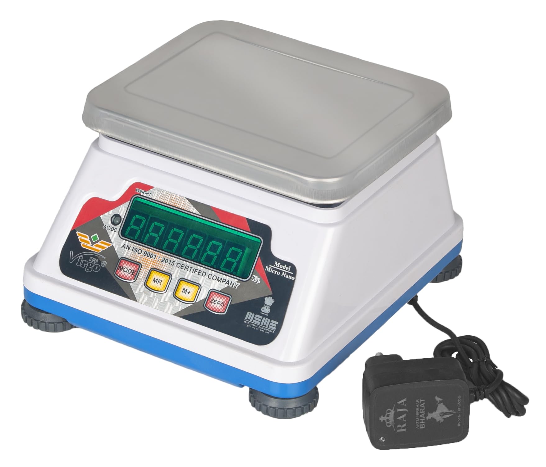 GVC 30Kg Rechargeable High-Accuracy Counter Weight Machine with Stainless Steel Top for Shop, Market, Home, Resturant, Vegetable, Kitchen Weighing Scale