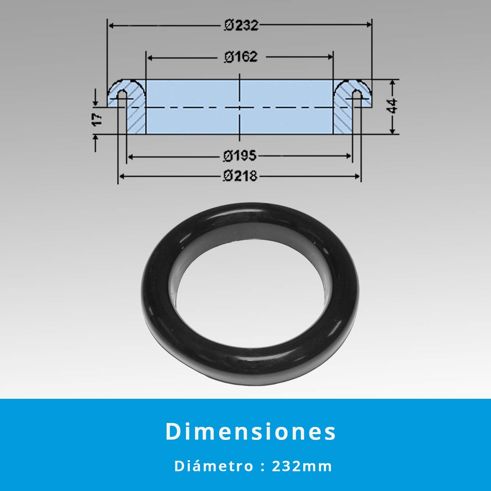 Set de 2 Jointes circulaire pour Poubelle Cousines, Realisée en Gomme de Caoutchouc noire, Basse Densité. | idéal pour Cousines Industrielles.