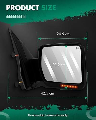Miniatura 3 de SCITOO Espejo de remolque compatible con Ford 2007-2014 para camioneta de la serie F150, espejo retrovisor eléctrico con luz de señal de giro negro