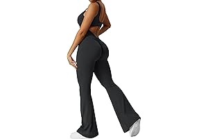 YEOREO Women Workout Scrunch Flare Jumpsuits | Backless Butt Lift Yoga Jumpsuits