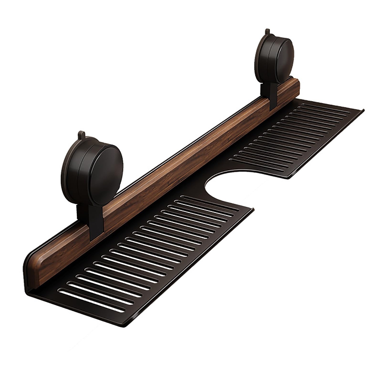 Étagère murale de salle de bain en noyer 70 cm avec ventouses amovibles