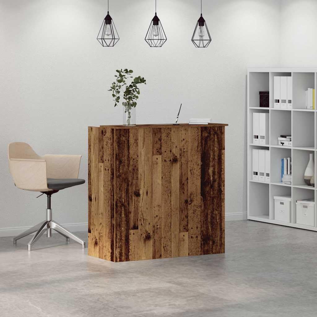 Szafka recepcyjna o wyglądzie starego drewna, 100 x 50 x 103,5 cm, materiał drewnopochodny, meble biurowe, uniwersalne, miejsce do przechowywania, wytrzymałe, do biura, hotelu, kliniki