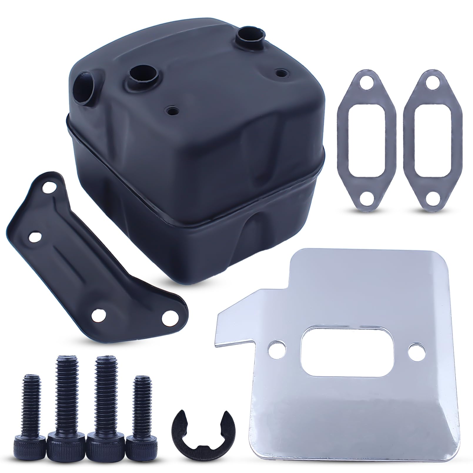 Atunee Exhaust Muffler Bracket Gasket Kit For Husqvarna 268 365 371 372XP 385 390XP Chainsaw with E Clip Replaces 503 76 5301 544 02 9501