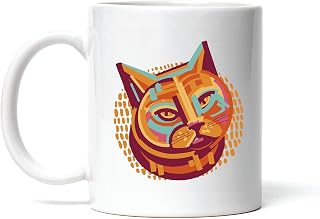 Colorful Cat Animal Portrait Gift for Cat Lovers and Pet Owners 11oz 15oz White Coffee Mug