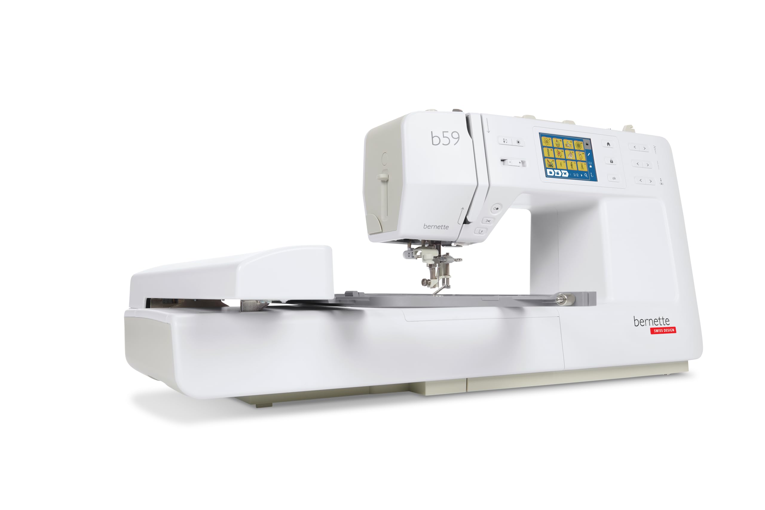 Bernette Machine à coudre et à broder informatisée B59 avec cerceau multi-positions, édition de broderie à l'écran et support pour smartphone