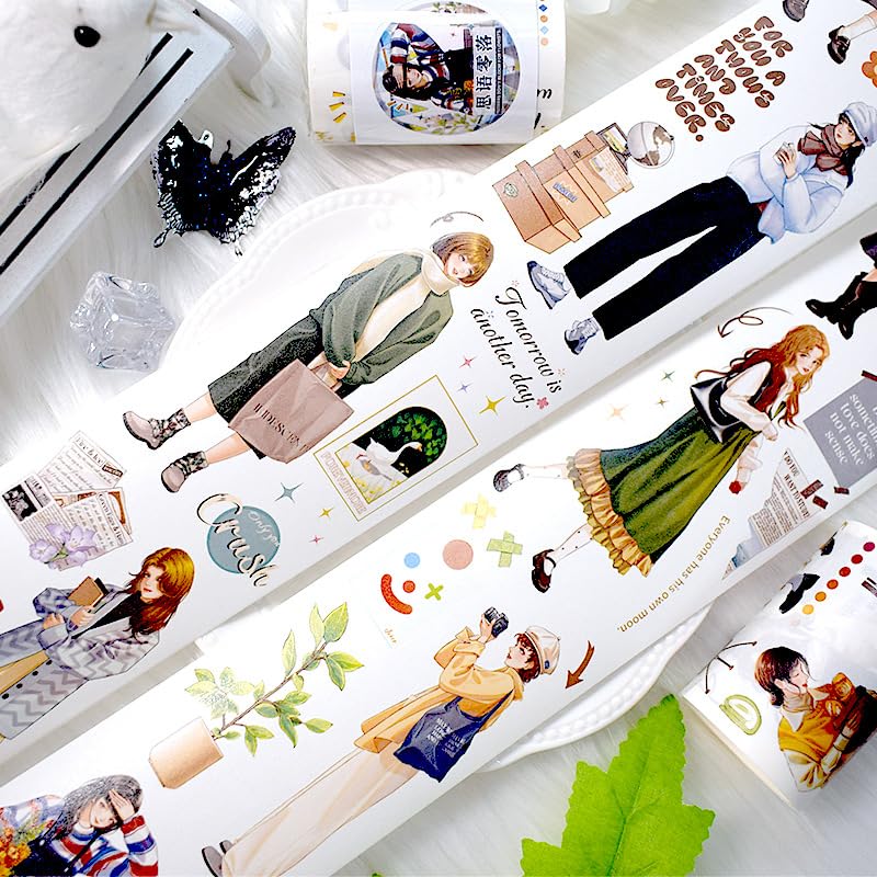 Image of New Popular PET Tape Modern Girls Collage Glossy Washi Tape for Decoration Small Fresh Flower Materials (90720)