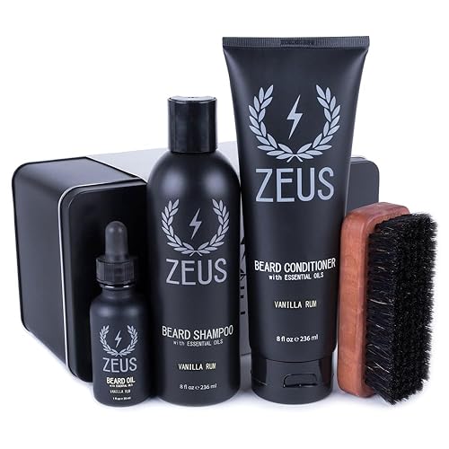 Set con cepillo para barba Zeus Deluxe para ablandar el vello y prevenir picor y caspa, 1