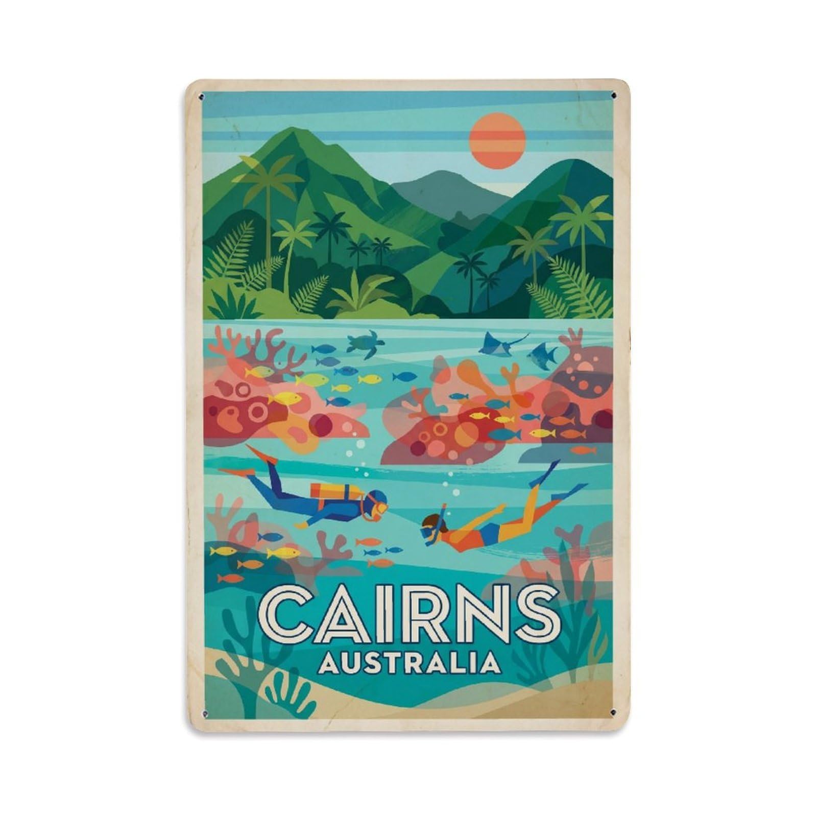 Metal Tin Sign Australia Cairns Travel Retro