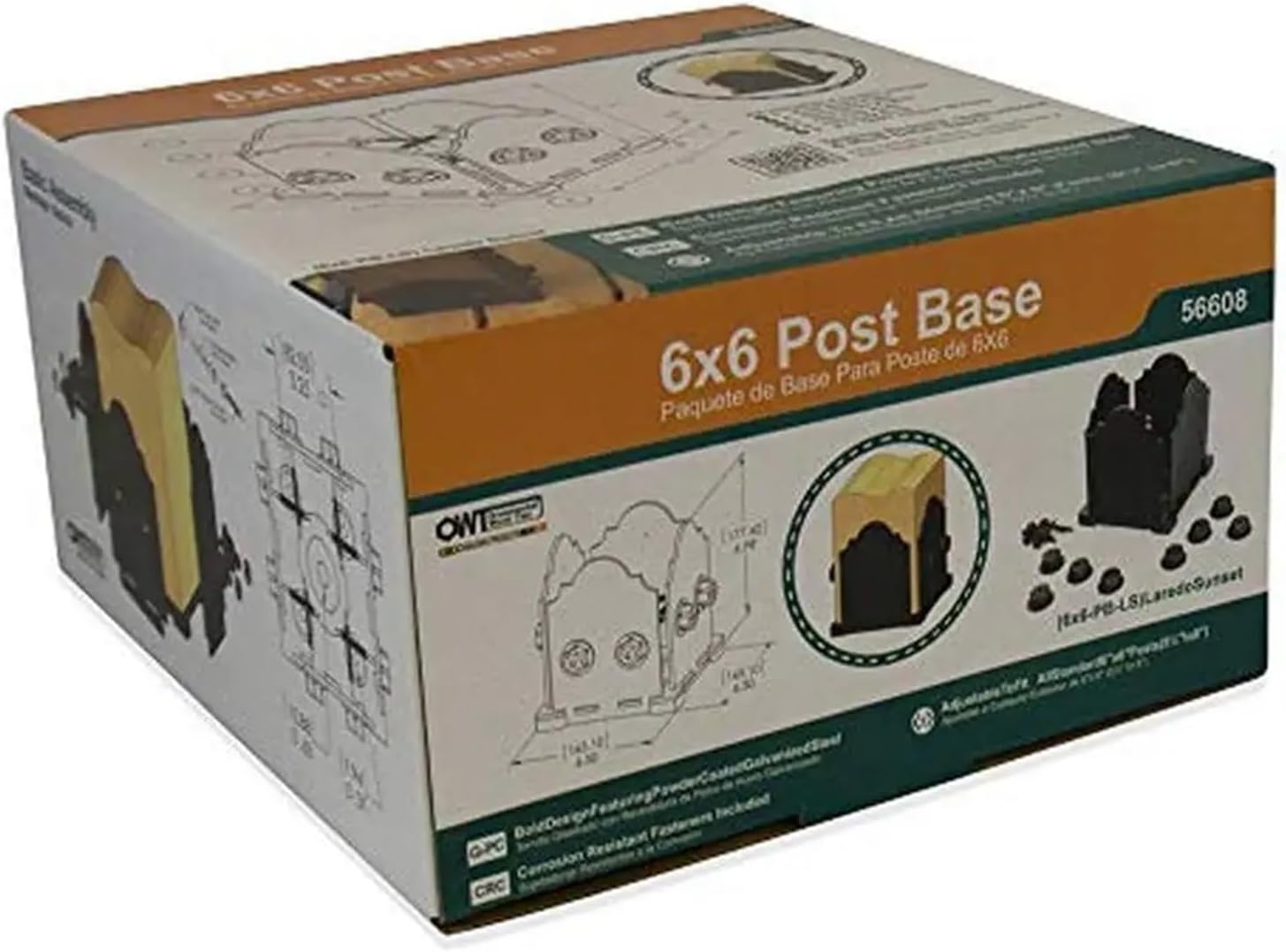 Laredo Sunset 6x6 Post Base Kit Steel Mount Plate & Decorative Plates Fits 5.5-6" Square Pergolas Decks Pavilions Arbors Black