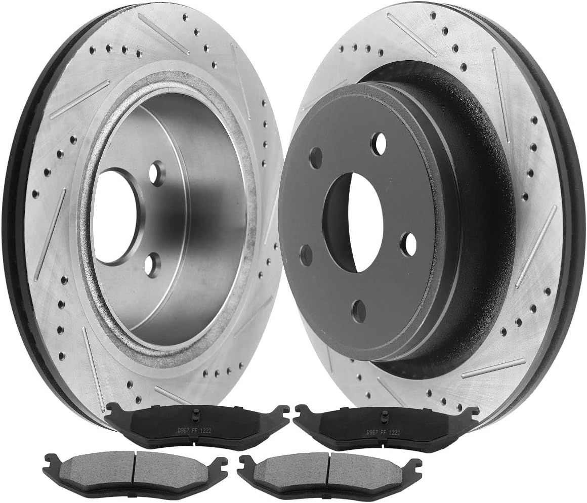 352mm Rear Brake Pads and Rotors Replacement for Chrysler Aspen, Dodge Durango Ram 1500 Ceramic Pads Brake Kit 120.67054 53006