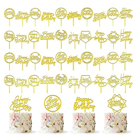 40 PCS Gold Happy Birthday Cake Topper Acrylic Birthday Cupcake Topper Cake Pick Decorations for Birthday Party Cake Desserts Pastries 20 Styles