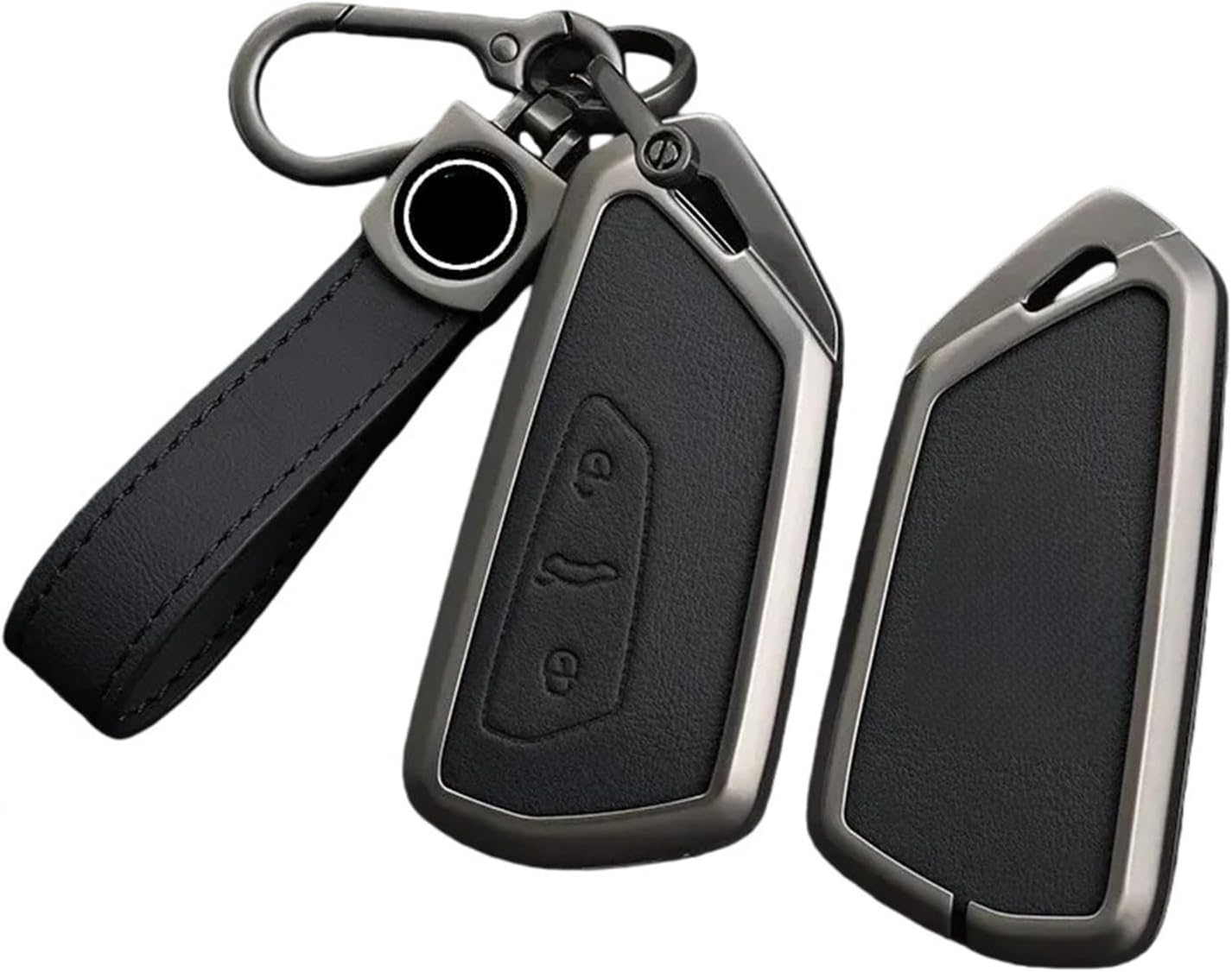 Compatible with Skoda Car Key Cover Premium Shell Buckle Compatible with Rapid Comick Kodiak Xinsen Gork Speedy Vehicle Key Case Accessory(C Style Black+Hand Rope,.)
