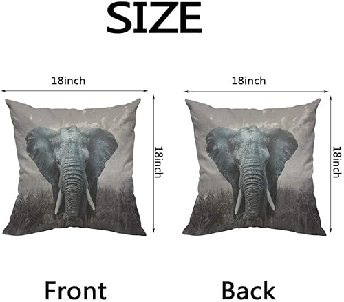 Miniatura 2 de HOSNYE Funda de almohada de lino y algodón con diseño de elefante africano, naturaleza, vida silvestre, elefante, fundas de cojín decorativas para