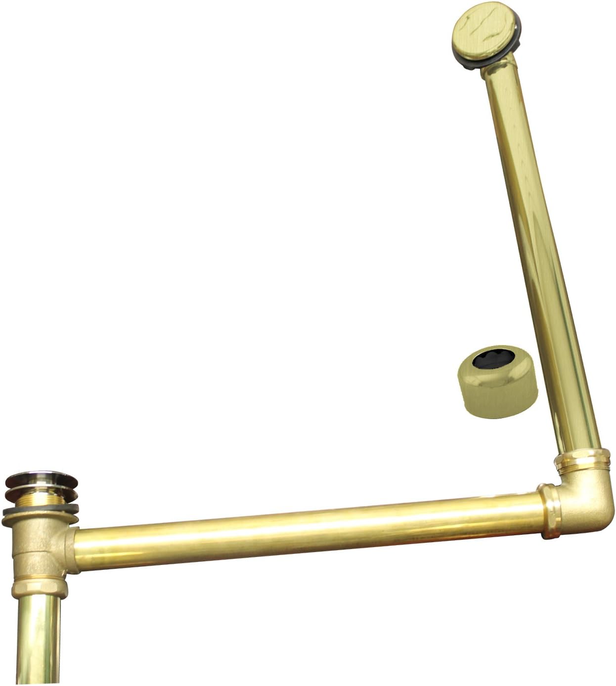 Westbrass 24" Direct Outlet Semi-Exposed Waste & Overflow with Tip-Toe Drain, Polished Nickel, 7932420HRDC-05