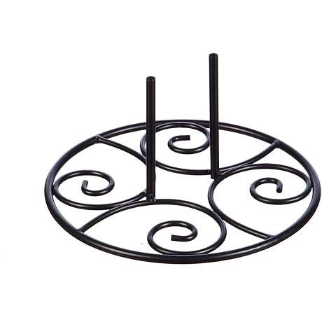 Sturdy 2 lbs Solid Steel Flag Stand Base | Elegant Scroll Design | Black