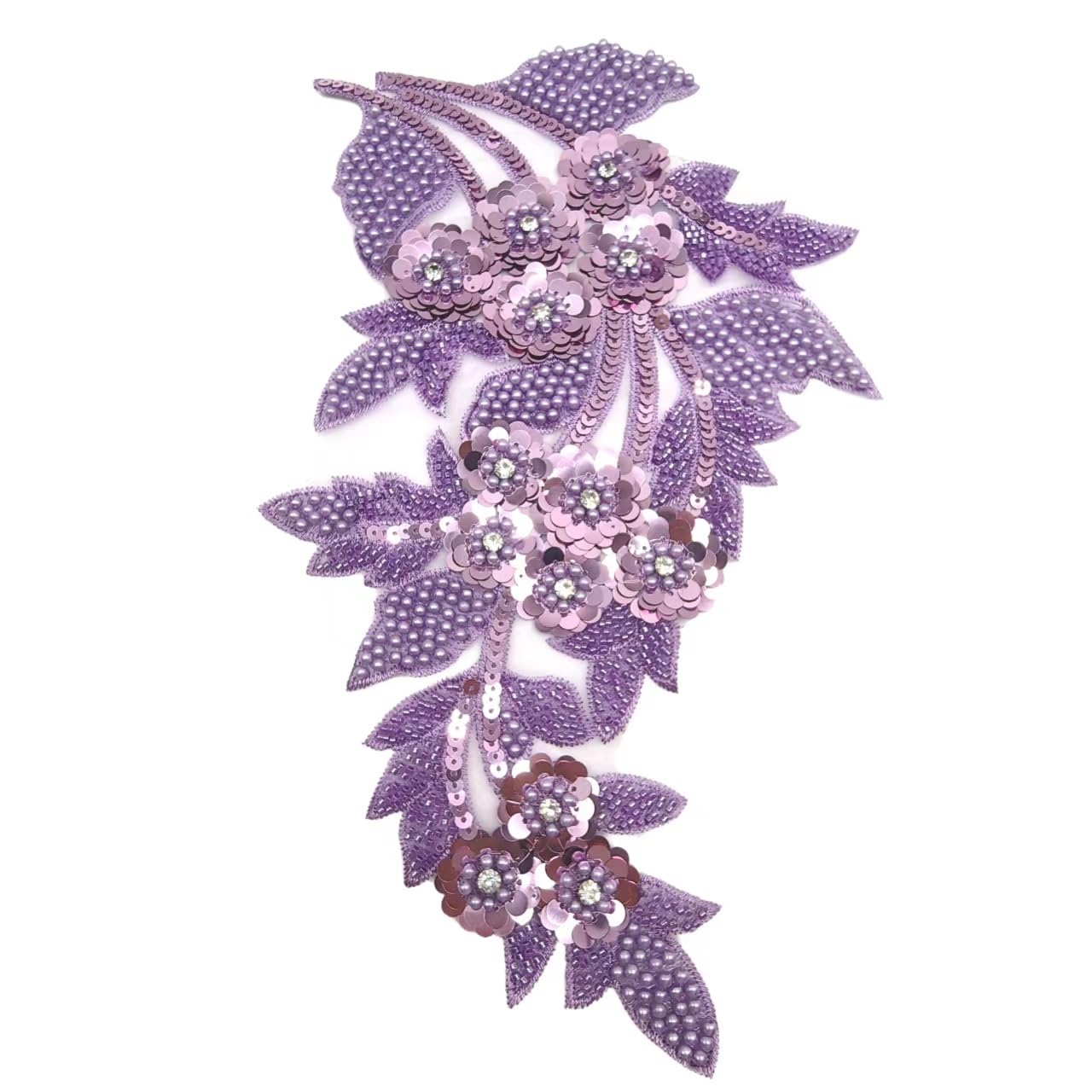 Lmlliang1pc 3D Flower Beaded Embroidered Lace Applique Sequin Beading Decoration Wedding Stickers Flowers Clothing Accessories Hair Hat Ornaments(