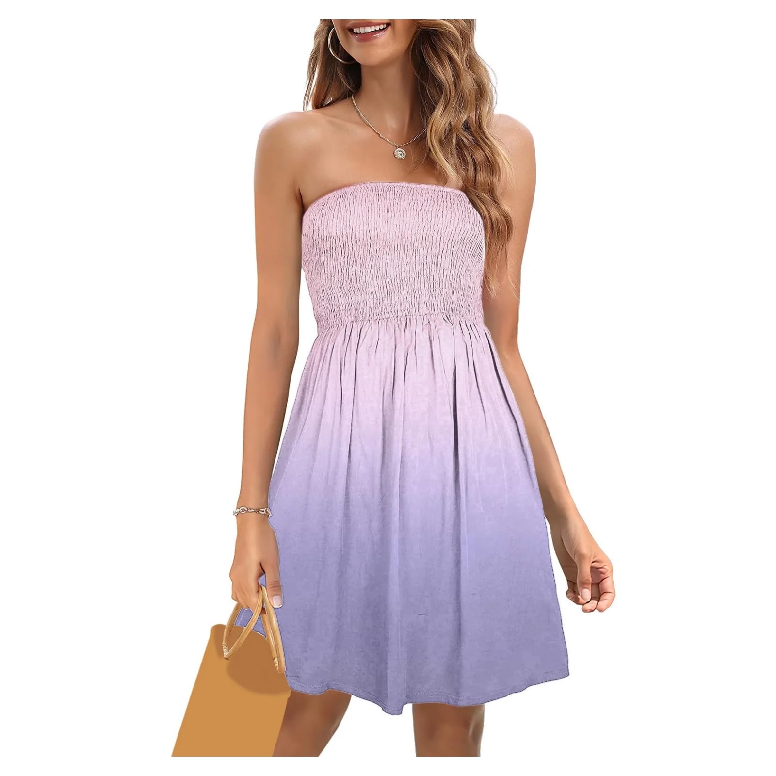 Sukienka damska letnia sukienka bez ramiączek Casual Beach Tube Top Dress Cover Up Bandeau Sundress