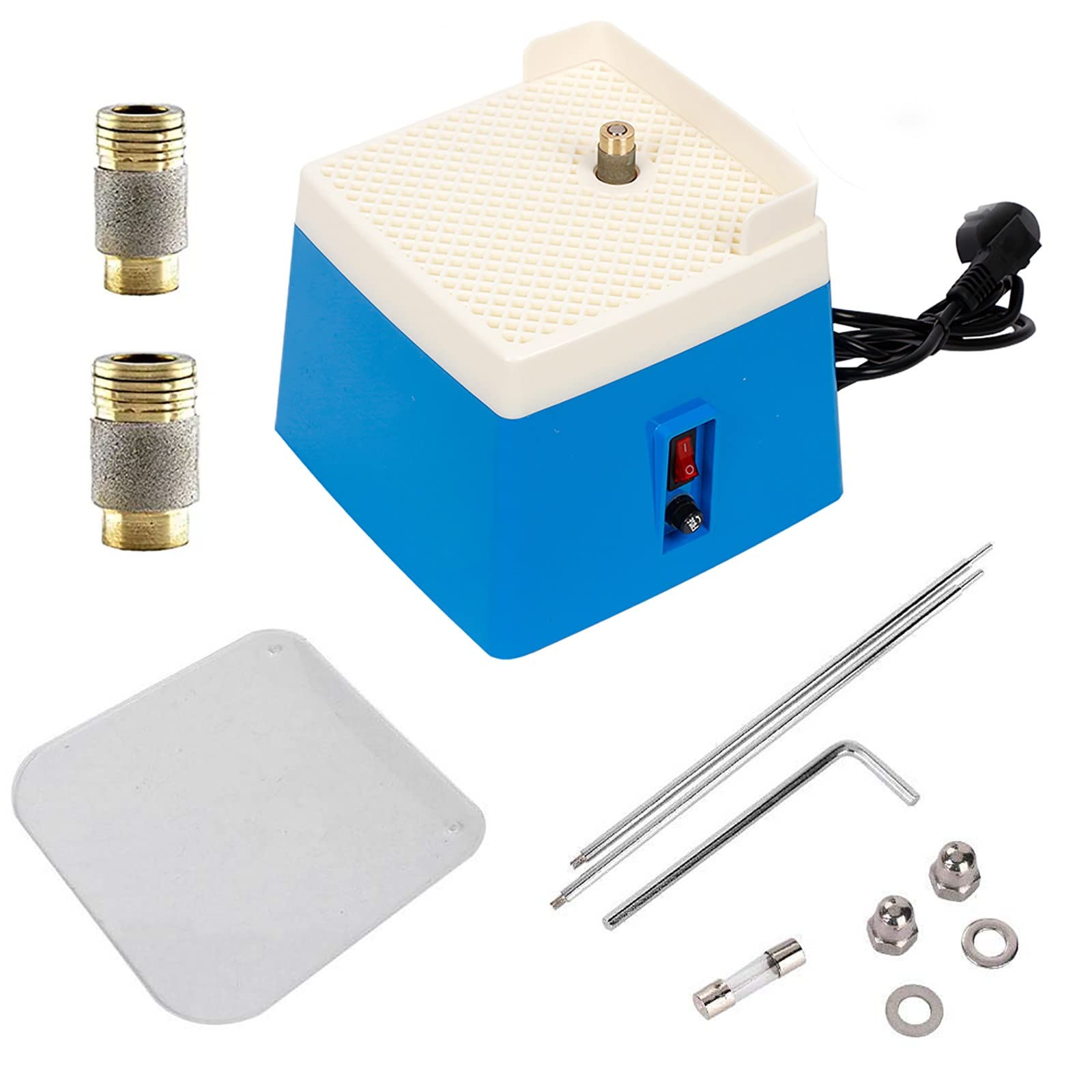 Przenośna mini szlifierka szklana ze stojakiem, szlifierka 220V do szkliwionych materiałów do diamentów, ceramiki i sztuki DIY, w zestawie darmowe końcówki szlifierskie 5/8'' i 1''
