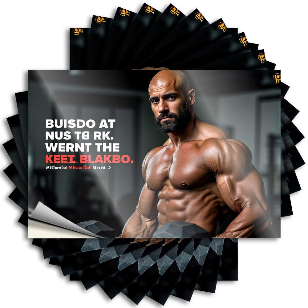 Holiday Bumper Decals | Bodybuilder Posing with Dumbbells in Gym. Cheap Durable Vinyl Sticker Easy Apply for Winter(6X9CM)