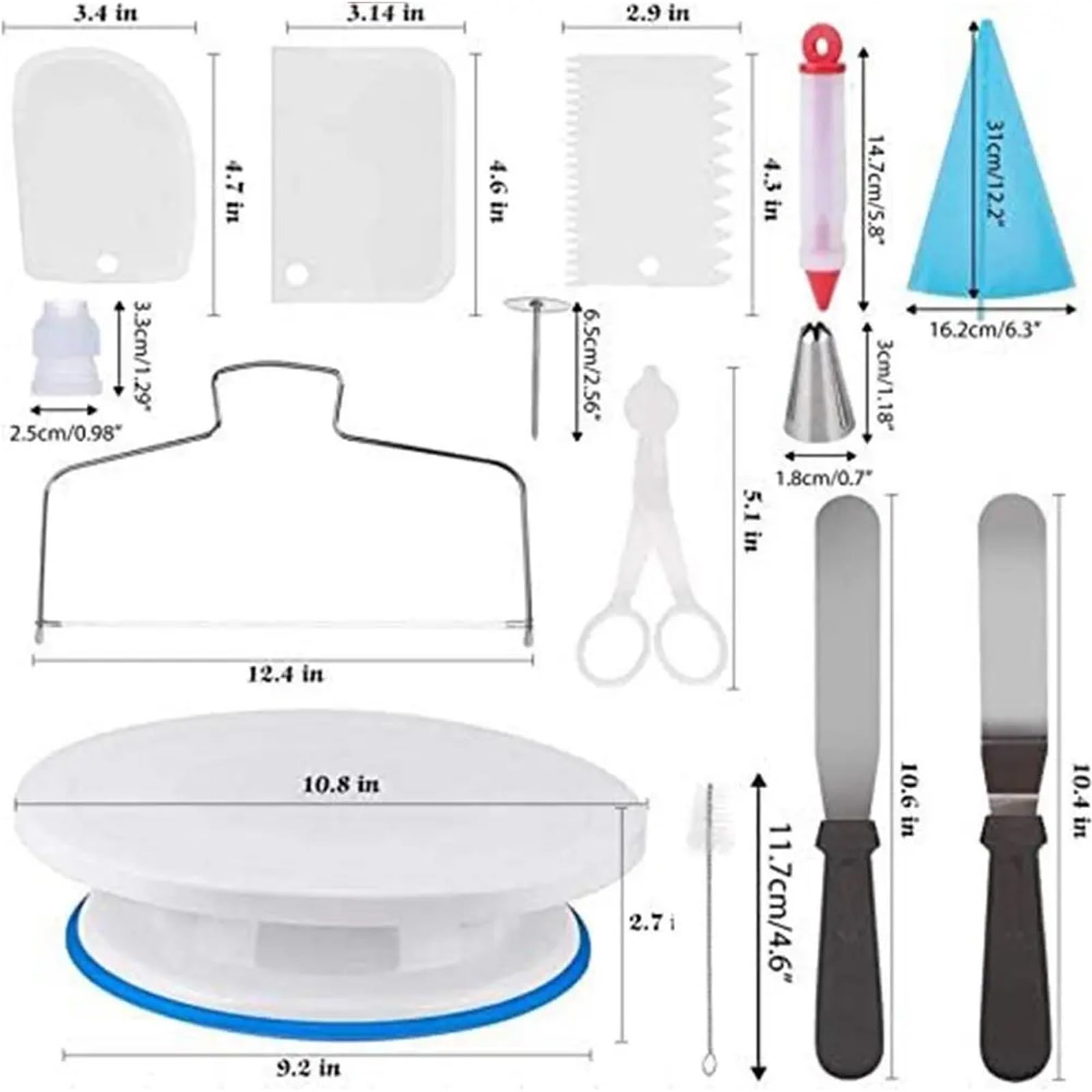 Kit De DecoracióN De Tartas Set de 206 Piezas for decoración Pasteles, Ideal for Principiantes con técnicas Manga pastelera, Incluye espátula for Decorar para Tartas